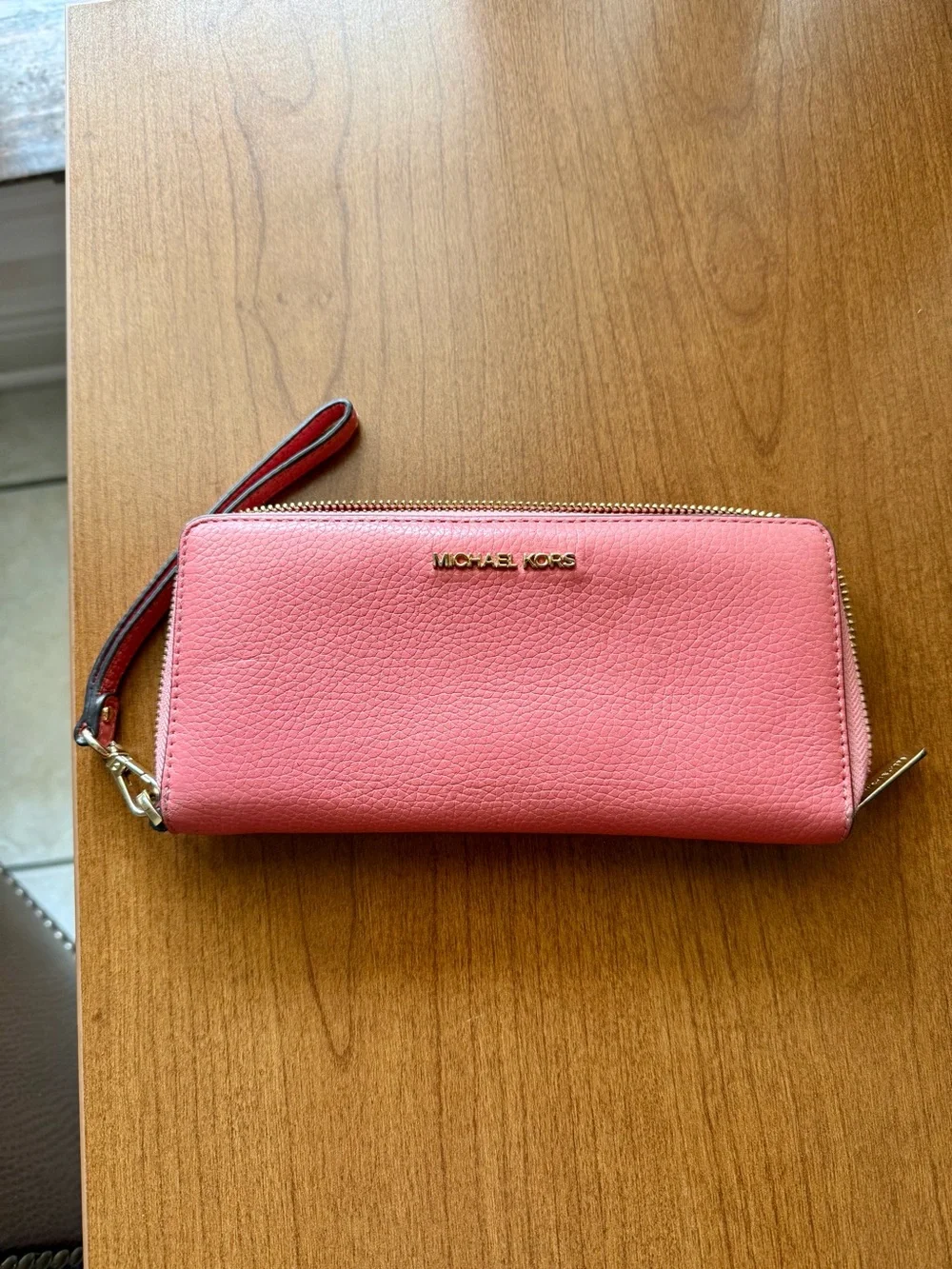 Michael Kors Pink Leather Zip-Around Wristlet Wallet